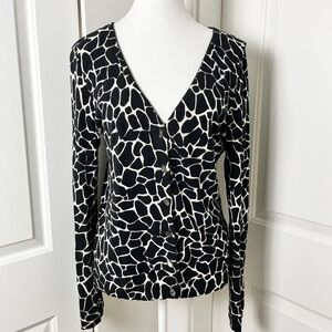 Anna Molinari V-Neck Animal Print Sweater Cardigan - Small